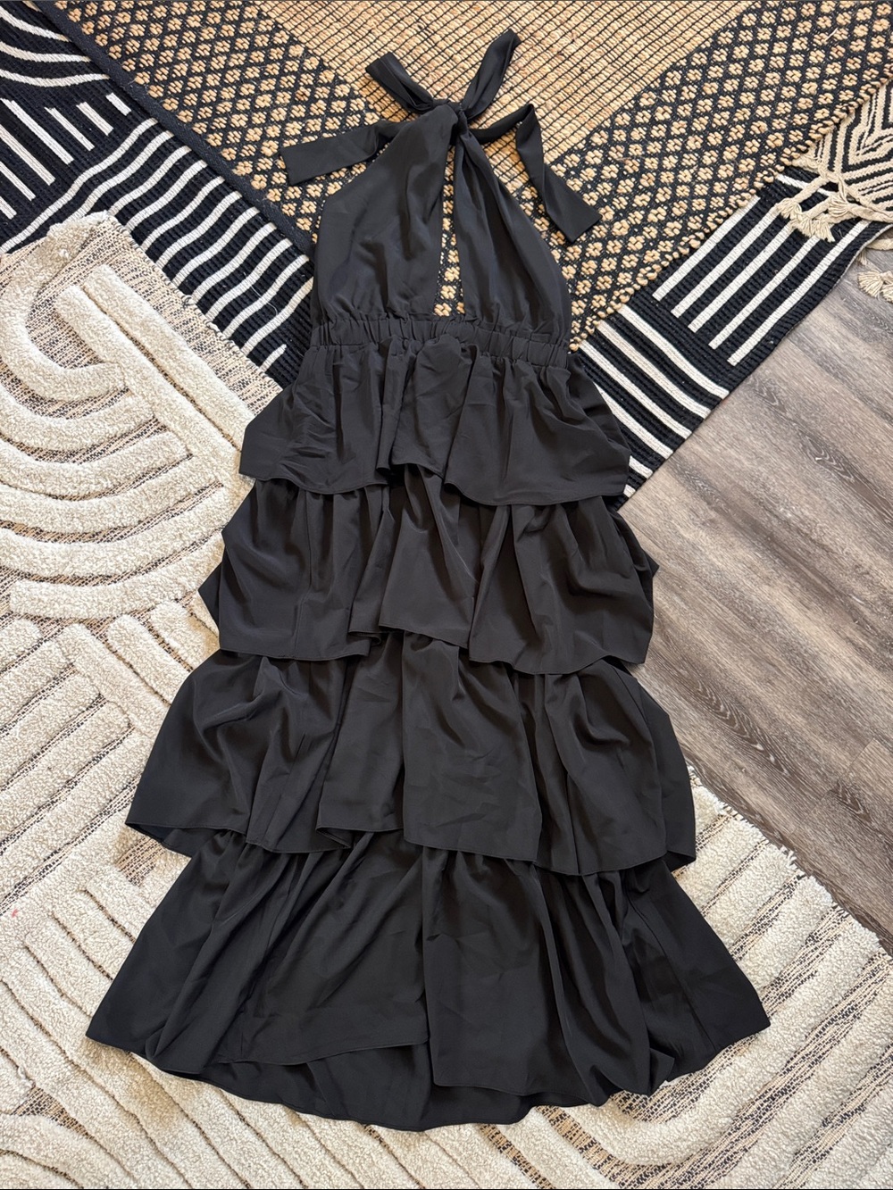Endless Rose Black Ruffle Halter Dress